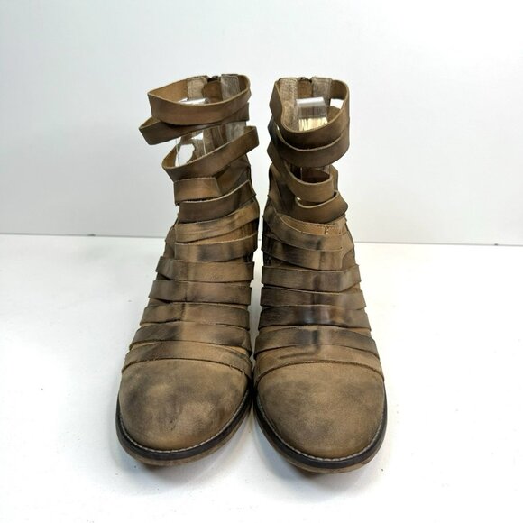 Free People Hybrid Heel Booties Women’s Size 10 EU 41 Tan Leather Ankle Boots - Picture 3 of 11